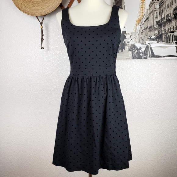 Madewell Dresses & Skirts - Madewell Black Mini Dress Velvet Polka Dots